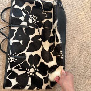 Faux Fur Black and White leather tote